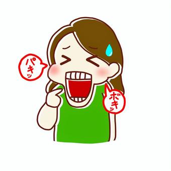 顎関節症で顎が鳴る人のイメージ図です。