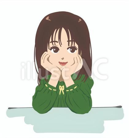 頬杖をついている女性のイメージ図。顎関節には負担が大きいです。