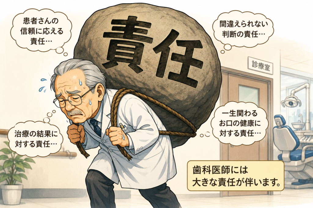 歯科医師の言動や処方には常に責任が伴っており、無責任に処方を省略するわけにゆかないの図
