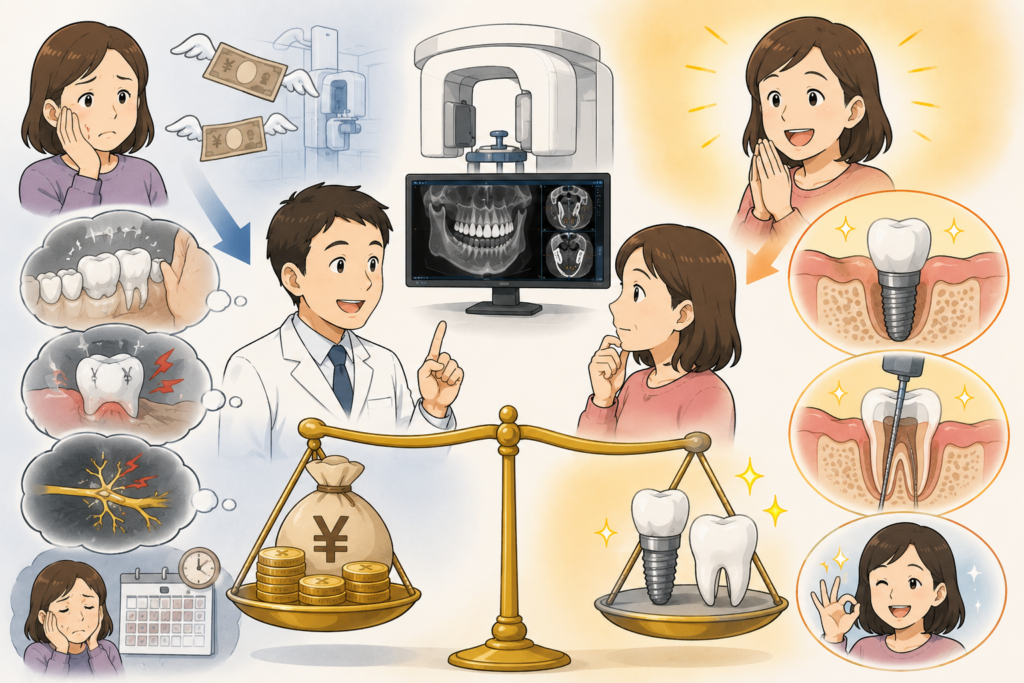 CTを撮影するのには費用が掛かることを解説するイラストです。