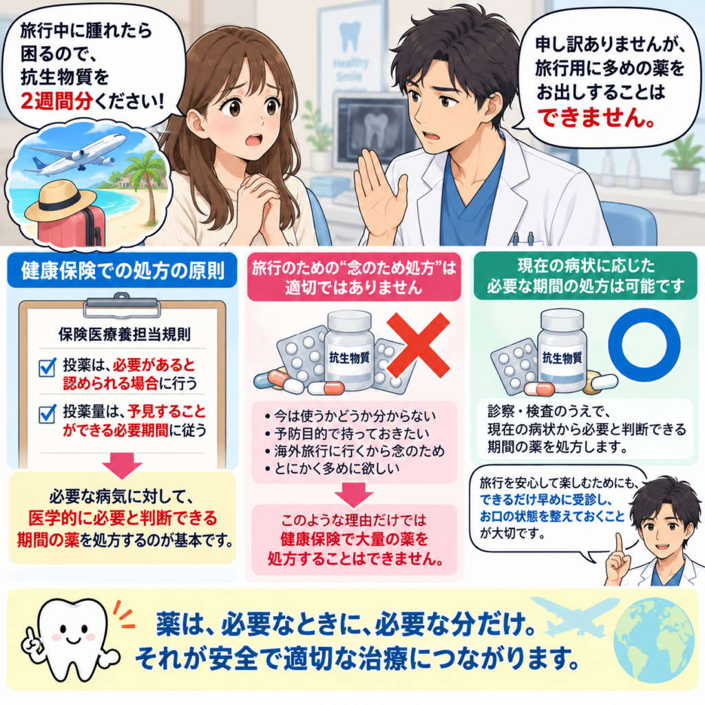 予備のために長期間の処方ができないことを解説。