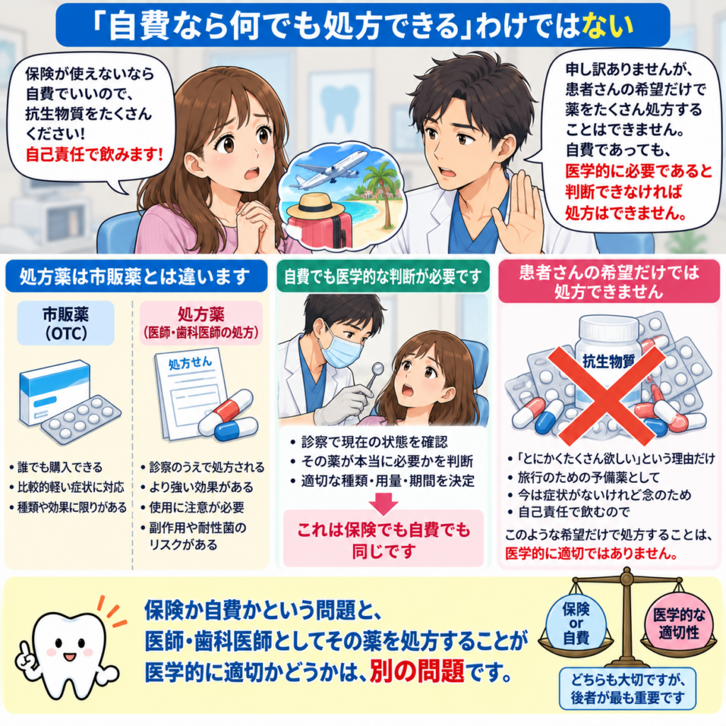 自費ならいくらでも処方が書けるわけではないことを解説。