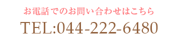 お電話でのお問い合わせはこちら　TEL：044-222-6480